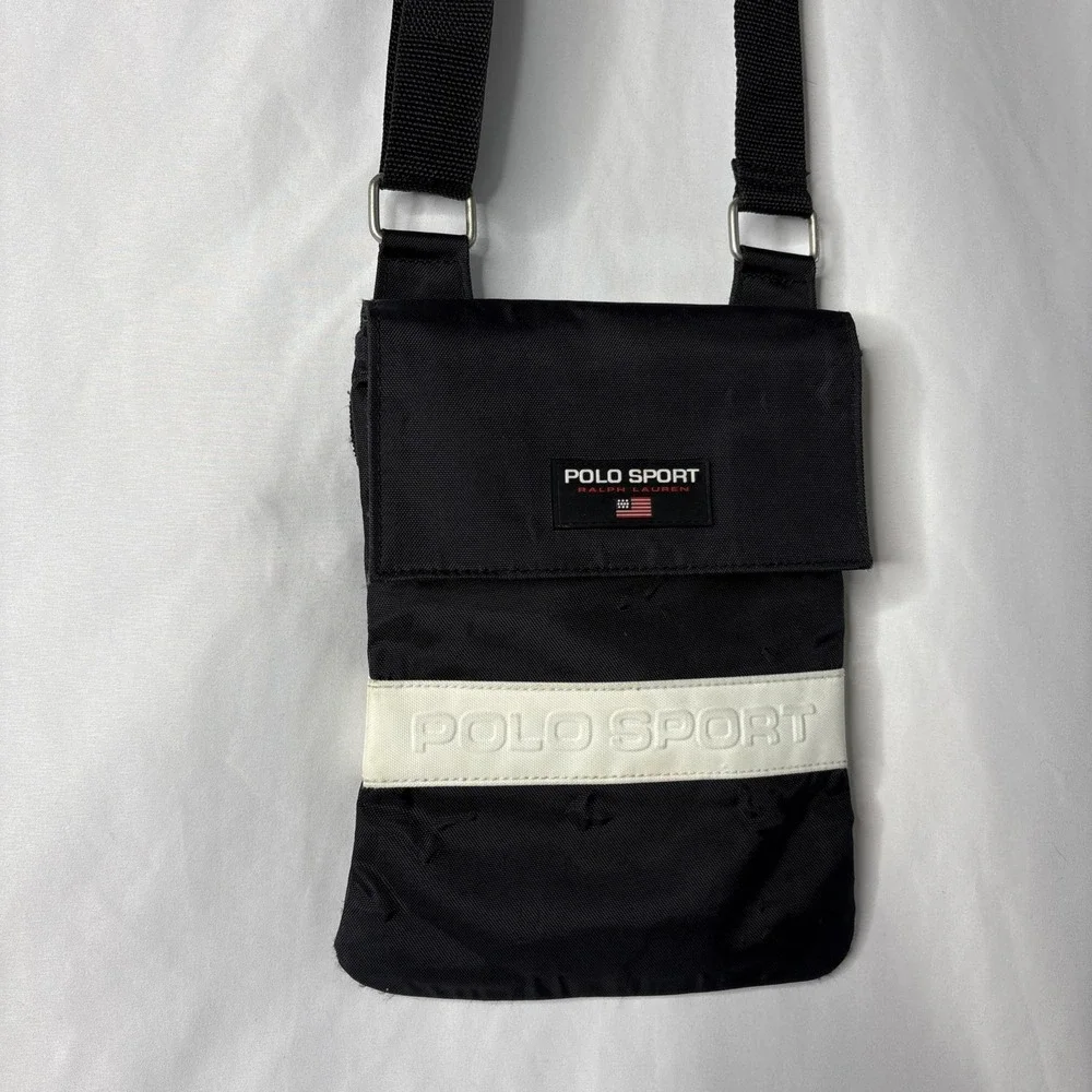 Vintage 90s Y2K Ralph Lauren Polo Sport Crossbody Bag Purse Travel‎ Black